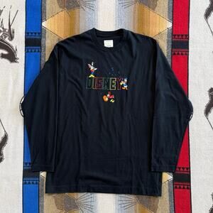 Vintage 90s Disney Embroidered Long Sleeve T-Shirt Size XL Mickey Minnie Donald